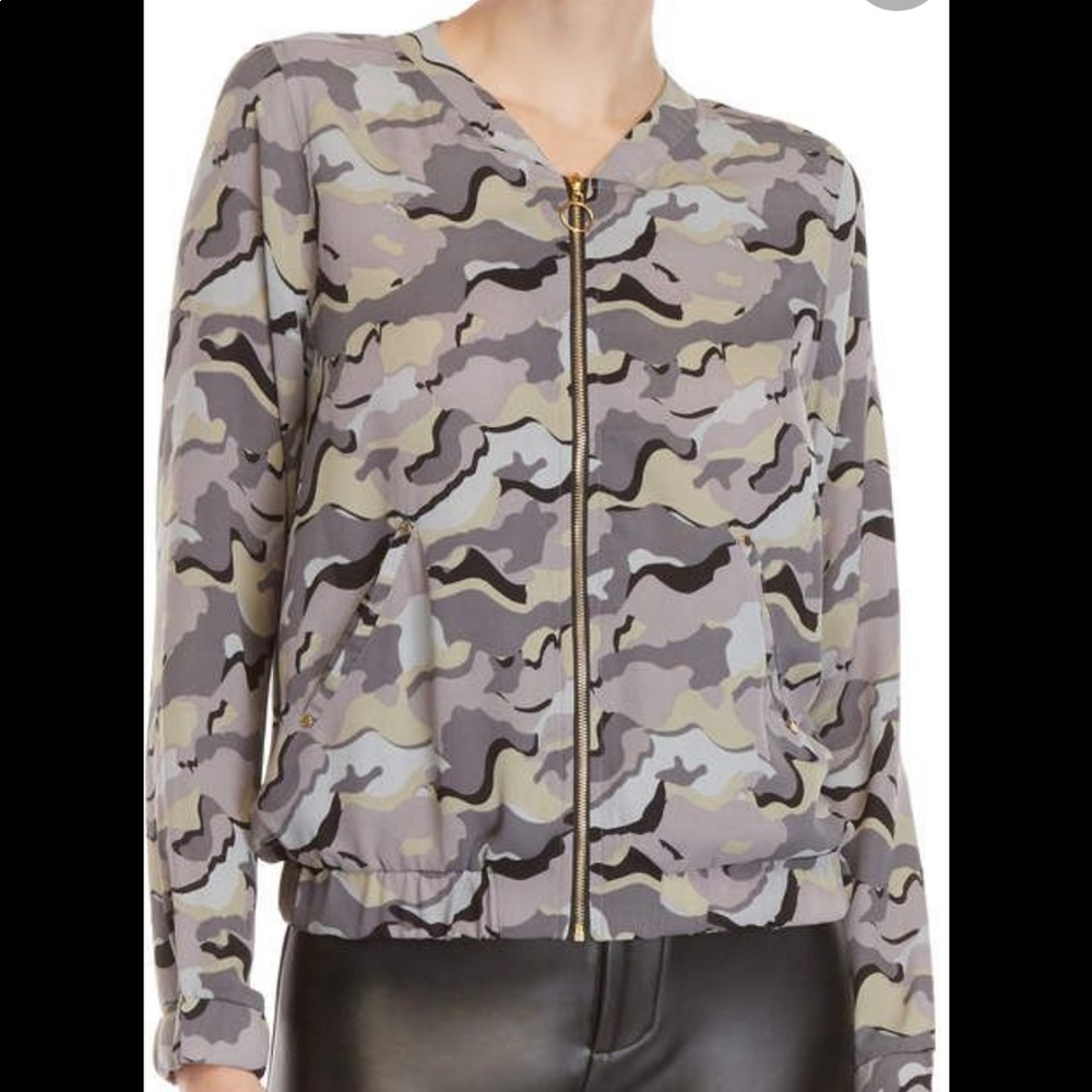 Harve Bernard Camo Print Zippered Jacket